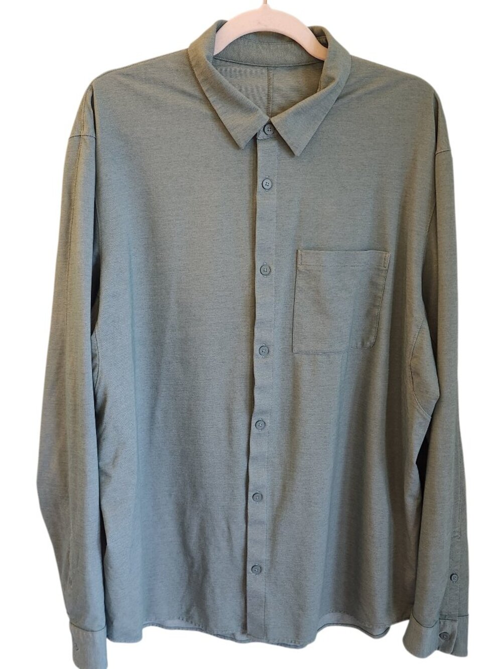 Lululemon Shirt Mens Green XL Long Sleeve Button Up Pocket Office Commute Travel